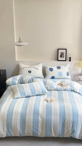 91家纺网 家纺一手货源 找家纺 圆岛家纺 2023新款原创牛奶绒印花保暖四件套 天空蓝