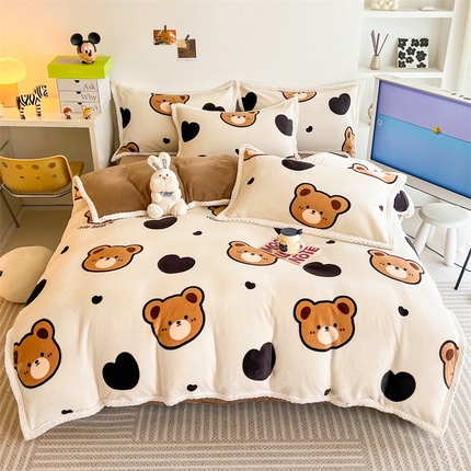 91家纺网 家纺一手货源 找家纺 （总）川悦生活 2023新款牛奶绒200克宽边四件套