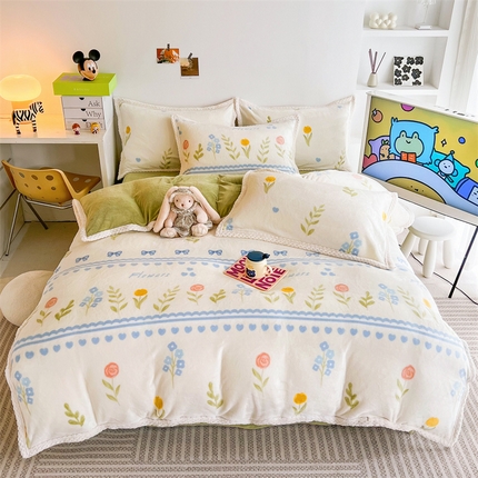 91家纺网 家纺一手货源 找家纺 （总）川悦生活 2023新款牛奶绒200克宽边四件套