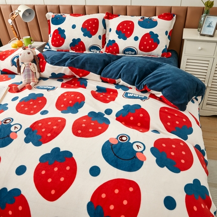 91家纺网 家纺一手货源 找家纺 （总）乐居坊 2023新款高克重牛奶绒印花保暖四件套（提供买家秀）