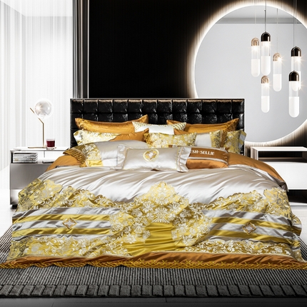 91家纺网 家纺一手货源 找家纺 至爱今生 新款锦缎色织多件套 杜丽鞍