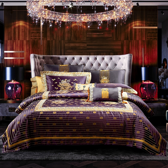 91家纺网 家纺一手货源 找家纺 至爱今生 新款锦缎色织多件套 爱在紫禁城