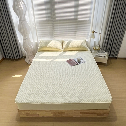 91家纺网 家纺一手货源 找家纺 共鸣沙发垫 2023新款水洗棉夹棉床笠 奶白