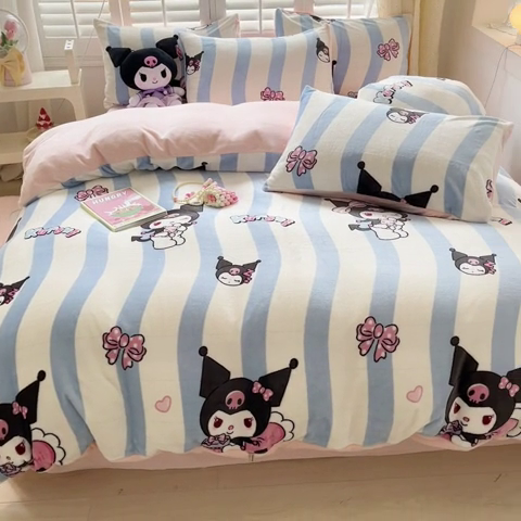 91家纺网 家纺一手货源 找家纺 星座 2025三丽鸥牛奶绒四件套 可爱库洛米