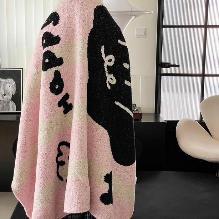 91家纺网 家纺一手货源 找家纺 圆岛家纺 2023新款半边绒针织毛毯 快乐小狗