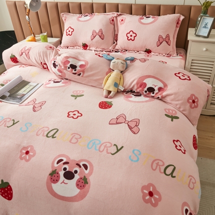 91家纺网 家纺一手货源 找家纺 （总）乐居坊 2023新款高克重牛奶绒印花保暖四件套（提供买家秀）