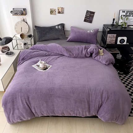 91家纺网 家纺一手货源 找家纺 （总）梦家居 2023 秋冬新品牛奶绒毛巾绣大眼睛四件套