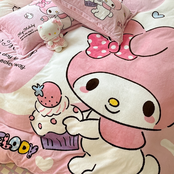 91家纺网 家纺一手货源 找家纺 星座 2025三丽鸥牛奶绒四件套 美乐蒂-大版