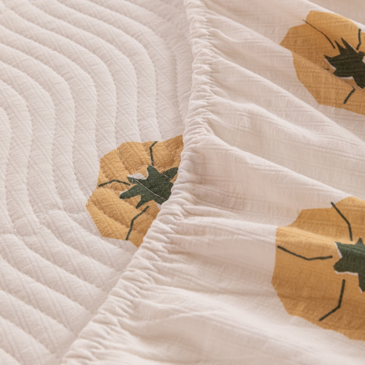 91家纺网 家纺一手货源 找家纺 （总）紫碧螺家纺 2023新款暗提花水洗棉麻绗绣款双面印花床笠