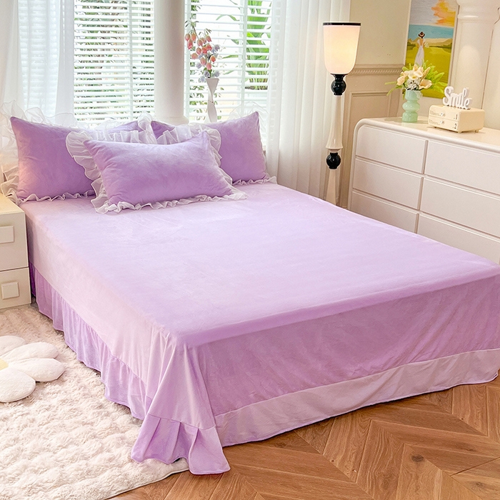 91家纺网 家纺一手货源 找家纺 唐人居 2025新款安妮系列水晶绒四件套 安妮-浅紫