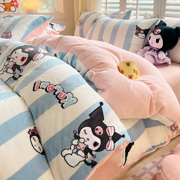 91家纺网 家纺一手货源 找家纺 星座 2025三丽鸥牛奶绒四件套 可爱库洛米