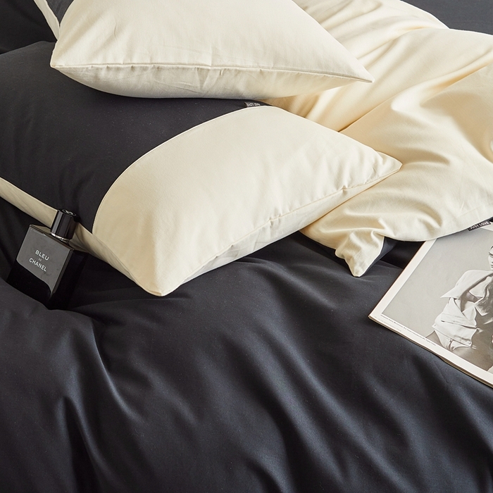 91家纺网 家纺一手货源 找家纺 梦享生活家居 2023新款全棉碳素磨毛四件套秋冬季保暖加厚纯棉四件套简约现代风 阑夜