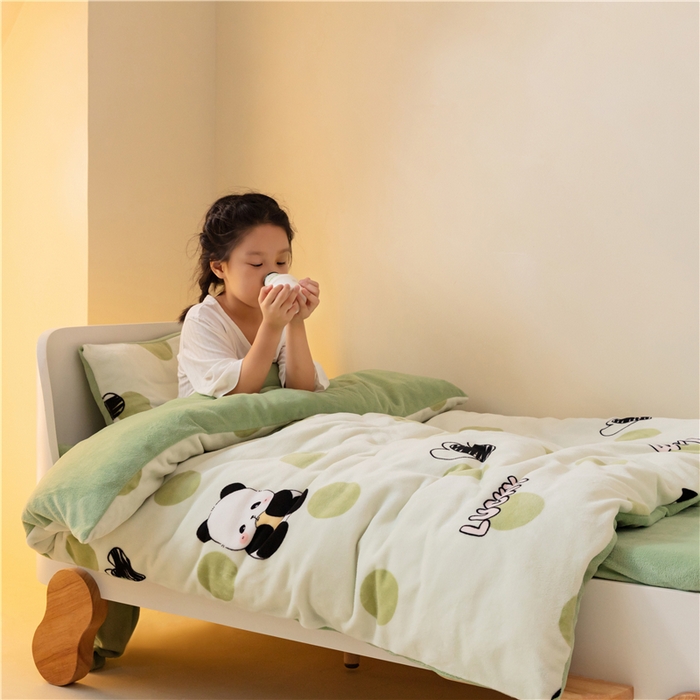 91家纺网 家纺一手货源 找家纺 （总）艾佳宝贝 艾佳宝贝 2023保暖牛奶绒儿童幼儿园多件套