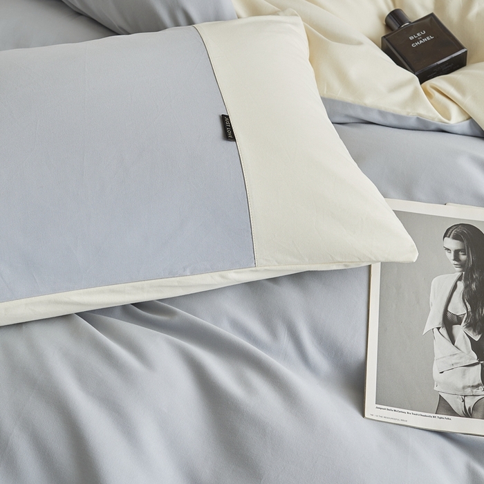 91家纺网 家纺一手货源 找家纺 梦享生活家居 2023新款全棉碳素磨毛四件套秋冬季保暖加厚纯棉四件套简约现代风 奶油蓝