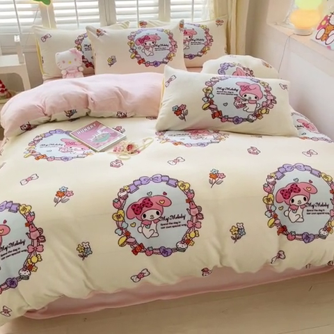 91家纺网 家纺一手货源 找家纺 星座 2025三丽鸥牛奶绒四件套 美乐蒂