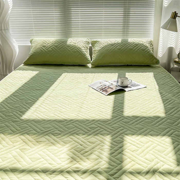 91家纺网 家纺一手货源 找家纺 共鸣沙发垫 2023新款水洗棉夹棉床笠 果绿