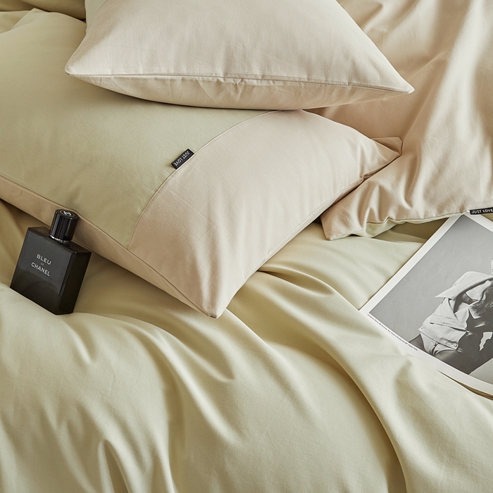 91家纺网 家纺一手货源 找家纺 梦享生活家居 2023新款全棉碳素磨毛四件套秋冬季保暖加厚纯棉四件套简约现代风 豆汁