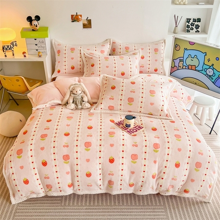 91家纺网 家纺一手货源 找家纺 （总）川悦生活 2023新款牛奶绒200克宽边四件套