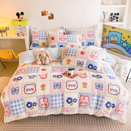 91家纺网 家纺一手货源 找家纺 （总）川悦生活 2023新款牛奶绒200克宽边四件套