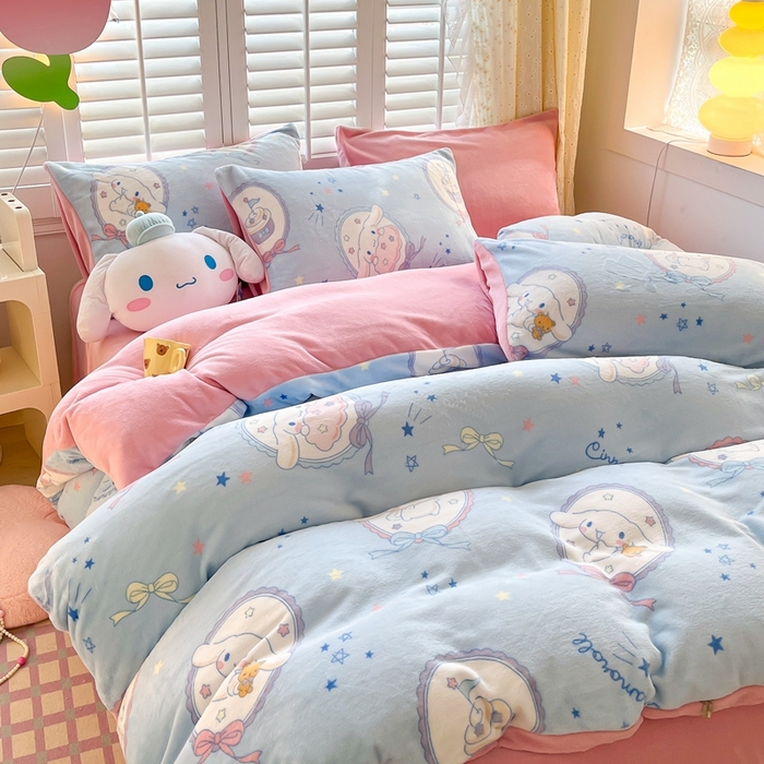 91家纺网 家纺一手货源 找家纺 星座 2025三丽鸥牛奶绒四件套 蛋糕大耳狗