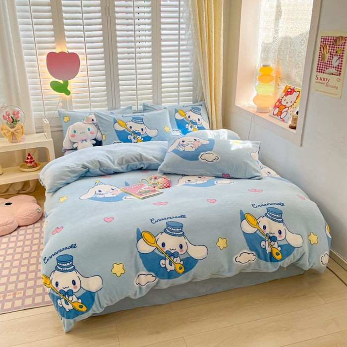 91家纺网 家纺一手货源 找家纺 星座 2025三丽鸥牛奶绒四件套 晚安玉桂狗