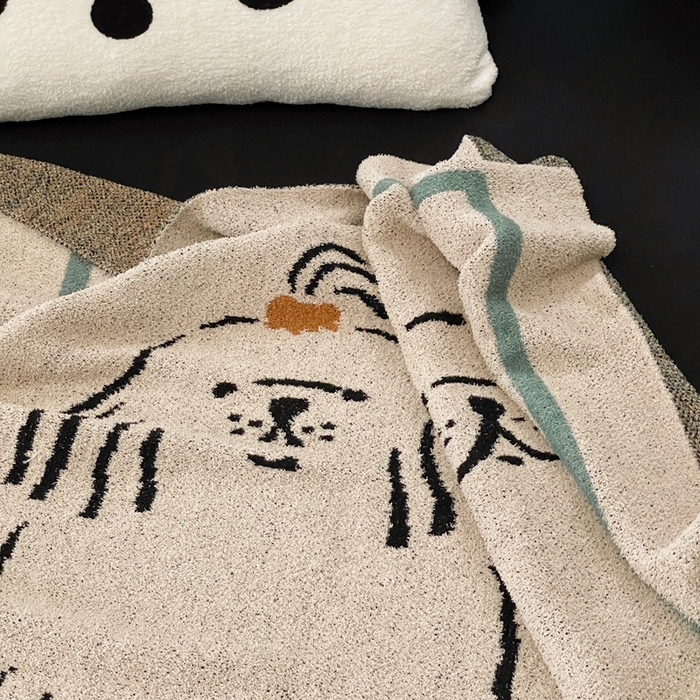 91家纺网 家纺一手货源 找家纺 圆岛家纺 2023新款半边绒针织毛毯 约克夏