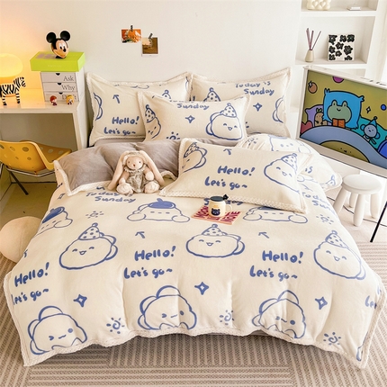 91家纺网 家纺一手货源 找家纺 （总）川悦生活 2023新款牛奶绒200克宽边四件套