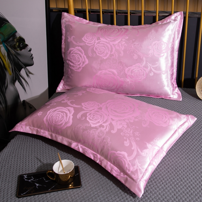 91家纺网 家纺一手货源 找家纺 梦舒羽 2025新款单人枕套一对装2只枕头套贡缎提花学生宿舍枕芯套件情侣双人长枕套 似水柔情