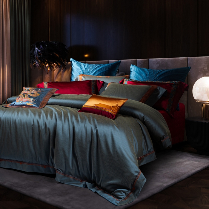 91家纺网 家纺一手货源 找家纺 至爱今生 新款锦缎色织多件套 九五之尊