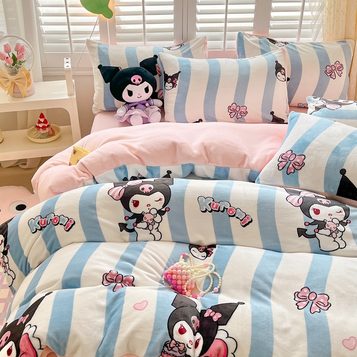 91家纺网 家纺一手货源 找家纺 星座 2025三丽鸥牛奶绒四件套 可爱库洛米