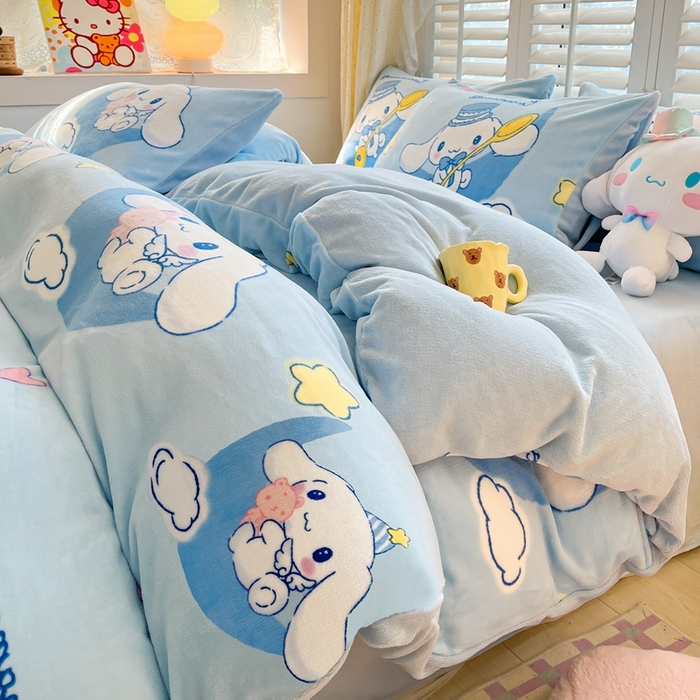 91家纺网 家纺一手货源 找家纺 星座 2025三丽鸥牛奶绒四件套 晚安玉桂狗