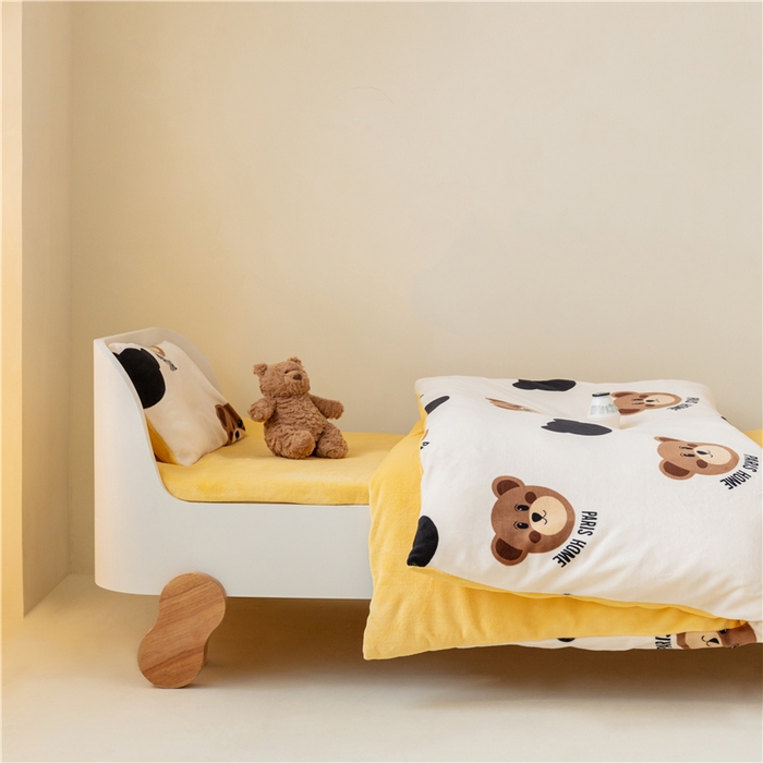 91家纺网 家纺一手货源 找家纺 艾佳宝贝 艾佳宝贝 2023保暖牛奶绒儿童幼儿园多件套 乖乖熊