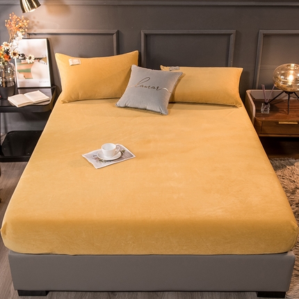 91家纺网 家纺一手货源 找家纺 全季家居 2023新款高克重水晶绒床笠 萱明黄