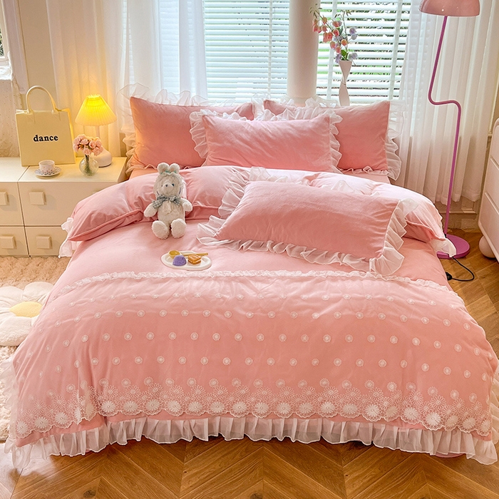 91家纺网 家纺一手货源 找家纺 唐人居 2025新款安妮系列水晶绒四件套 安妮-玉