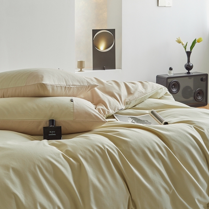 91家纺网 家纺一手货源 找家纺 梦享生活家居 2023新款全棉碳素磨毛四件套秋冬季保暖加厚纯棉四件套简约现代风 豆汁