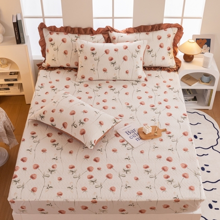 91家纺网 家纺一手货源 找家纺 （总）紫碧螺家纺 2023新款暗提花水洗棉麻绗绣款双面印花床笠