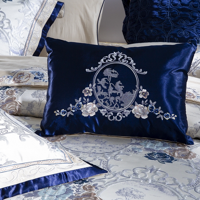 91家纺网 家纺一手货源 找家纺 至爱今生 新款锦缎色织多件套 倾城雅韵—蓝