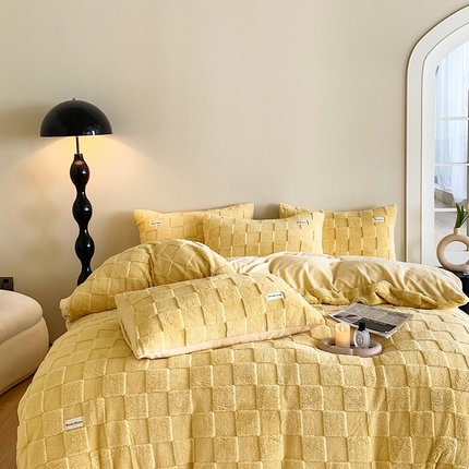 91家纺网 家纺一手货源 找家纺 （总）红嘴企鹅 2025新款华夫格牛奶绒四件套