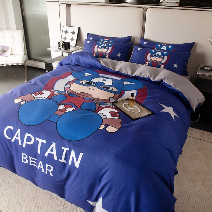 91家纺网 家纺一手货源 找家纺 色鬼 2023新款直播爆款网红款四季棉四件套 萌熊队长