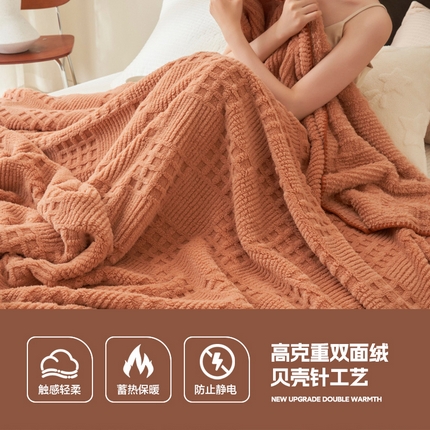 （总）吾语家纺 2023秋冬新款柔软亲肤华夫格款-单层毛毯
