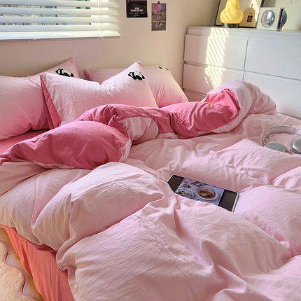 91家纺网 家纺一手货源 找家纺 （总）阿曼达 2023新款ins风超柔亲肤水洗m四件套-熊猫系列