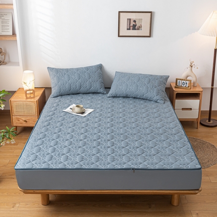 91家纺网 家纺一手货源 找家纺 （总）糯米猪家纺 2023新款亲肤棉六面全包夹棉床笠--四叶草