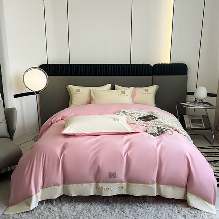 91家纺网 家纺一手货源 找家纺 （总）懒猫家纺 2024新款【H】简约高密度全棉磨毛刺绣四件套