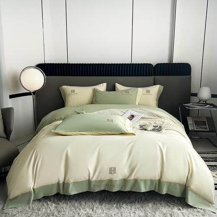 91家纺网 家纺一手货源 找家纺 （总）懒猫家纺 2024新款【H】简约高密度全棉磨毛刺绣四件套