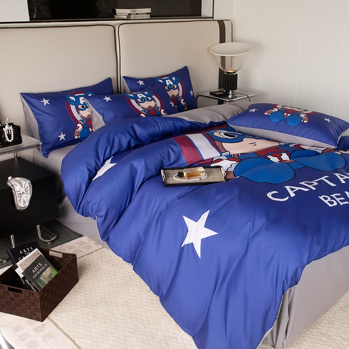 91家纺网 家纺一手货源 找家纺 色鬼 2023新款直播爆款网红款四季棉四件套 萌熊队长