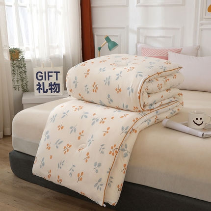 薇玛仕 2025新款A类牛奶丝针织棉印花大豆被 硕果