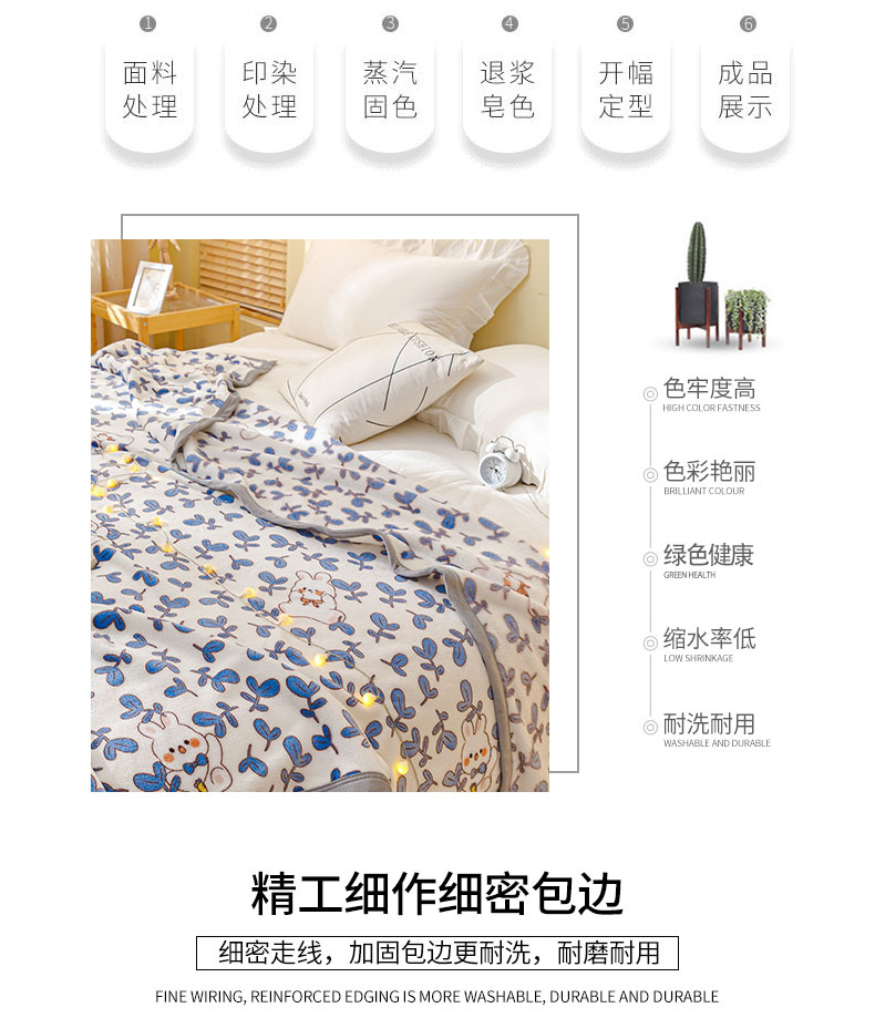 91家纺网 家纺一手货源 找家纺 沐灵家纺 2024新款印花雪貂绒毛毯 花繁叶茂