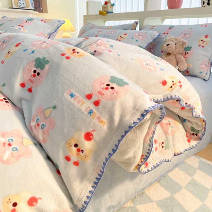 91家纺网 家纺一手货源 找家纺 安哆啦家纺 2024新款牛奶绒三角针四件套 奶酪芝士