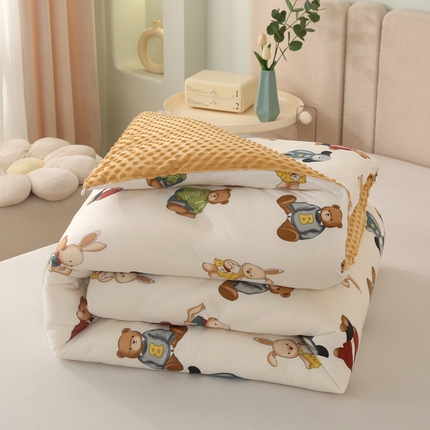 薇玛仕 2023新款A类针织棉3D豆豆绒大豆被 豆豆绒-动物π