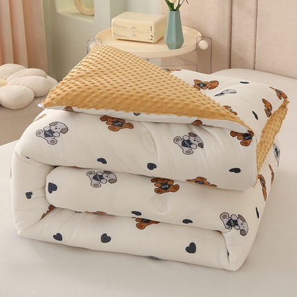 91家纺网 家纺一手货源 找家纺 薇玛仕 2023新款A类针织棉3D豆豆绒大豆被 豆豆绒-幸运狗